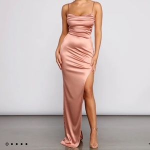 Satin High Slit Maxi Dress